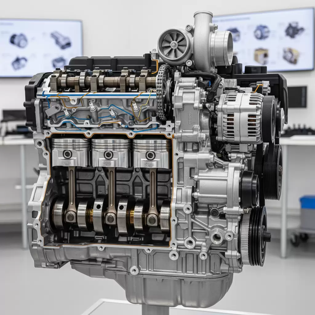 gemini_image_1768643449 Cấu tạo chi tiết bên trong động cơ xe ô tô hiện đại
