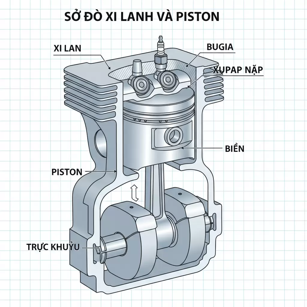 gemini_image_1768643450 Mô phỏng hành trình piston và các thành phần bên trong xi lanh