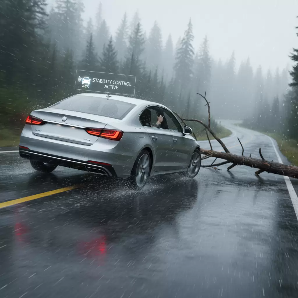 gemini_image_1768645144-2 ESP giúp xe duy trì sự ổn định và tránh mất lái khi thực hiện các thao tác đánh lái gấp