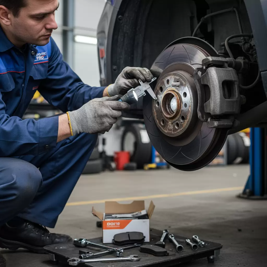 Quan sát bề mặt đĩa phanh để phát hiện các dấu hiệu mòn không đều