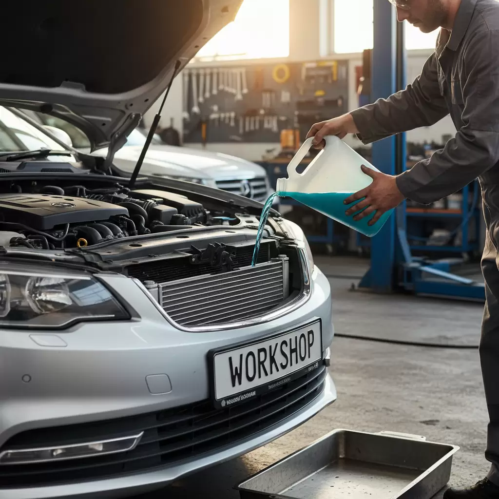 gemini_image_1768649506-1 Chi phí thay nước làm mát phụ thuộc vào loại dung dịch và phí dịch vụ tại các gara uy tín