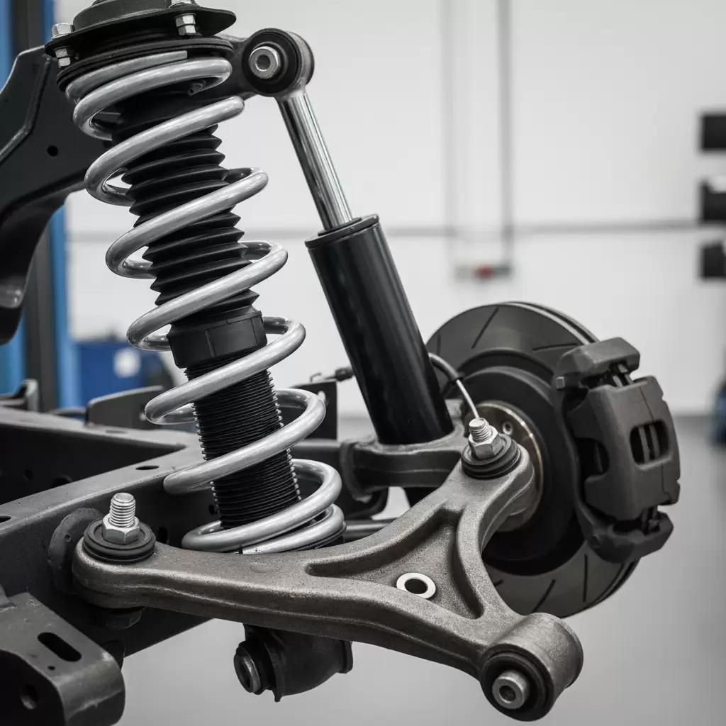 gemini_image_1768649880 Hệ thống treo ô tô đóng vai trò quan trọng trong việc đảm bảo sự ổn định và an toàn của xe