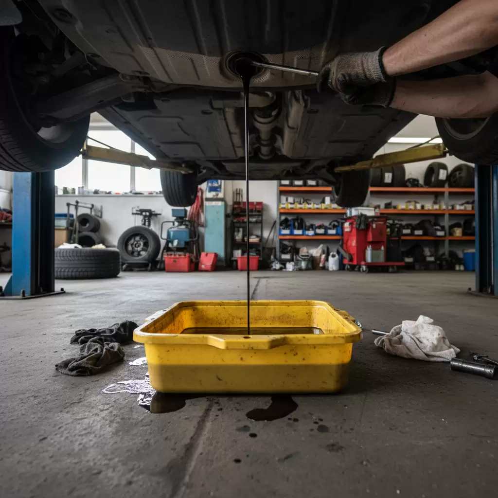 Thao tác xả dầu cũ cần thực hiện khi dầu còn ấm để loại bỏ tối đa cặn bẩn