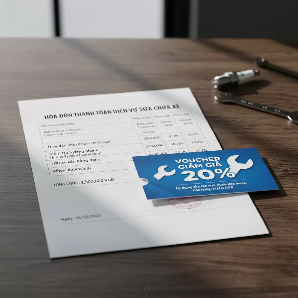 gemini_image_1768655995 Sử dụng voucher giúp chủ xe tiết kiệm đáng kể chi phí bảo trì hàng năm