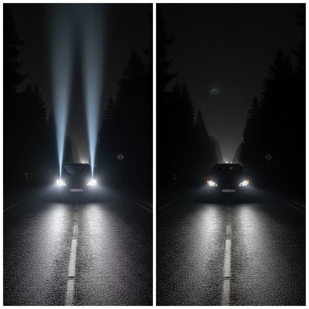 Sự khác biệt về tầm chiếu sáng giữa đèn pha và đèn cốt người lái xe cần lưu ý