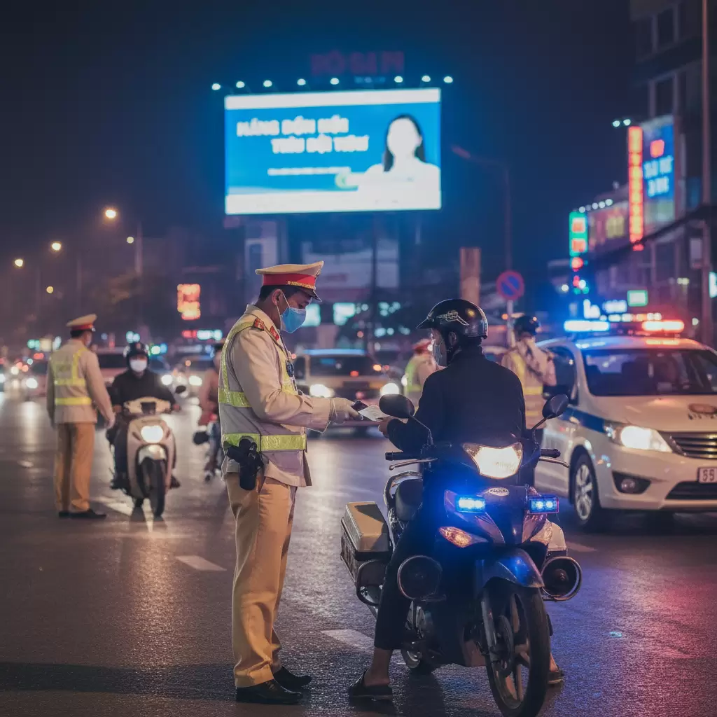 Lực lượng chức năng tăng cường kiểm tra lỗi vi phạm đèn chiếu sáng để đảm bảo an toàn