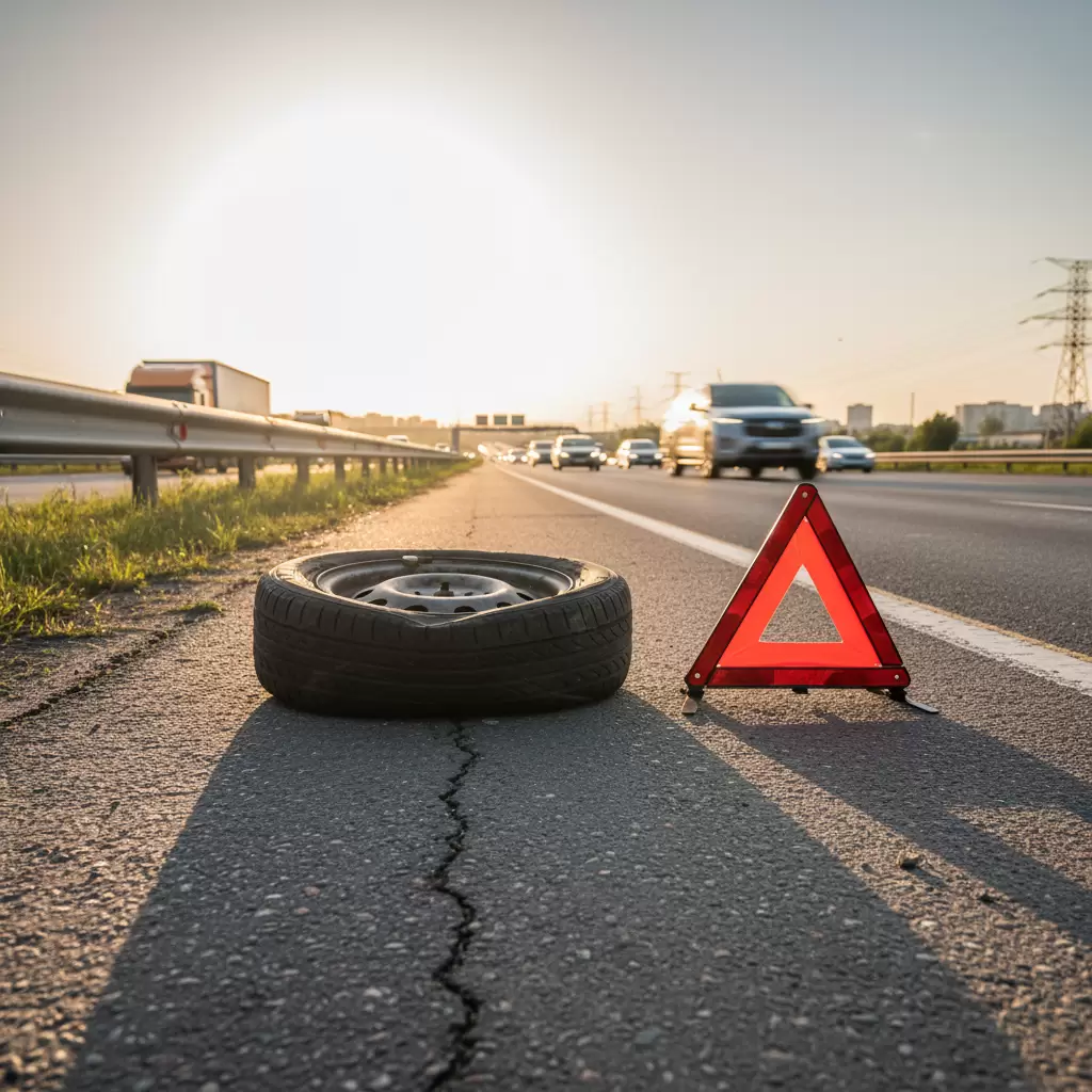 gemini_image_1768662122 Sự cố thủng lốp xe giữa đường đòi hỏi quy trình xử lý bình tĩnh và đảm bảo an toàn