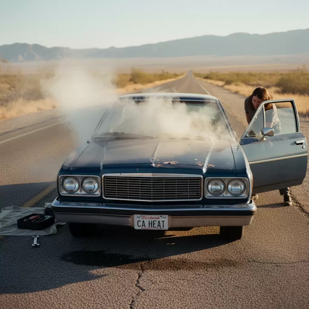 gemini_image_1768675372 Hiện tượng hơi nước bốc lên từ nắp capô khi hệ thống làm mát gặp sự cố