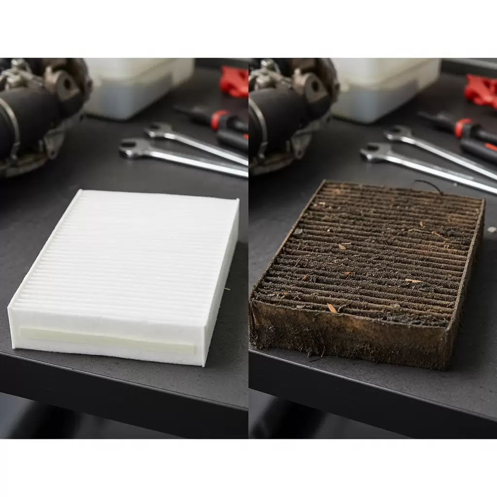 Sự khác biệt rõ rệt giữa lọc gió mới và lọc gió đã bị bám bẩn lâu ngày