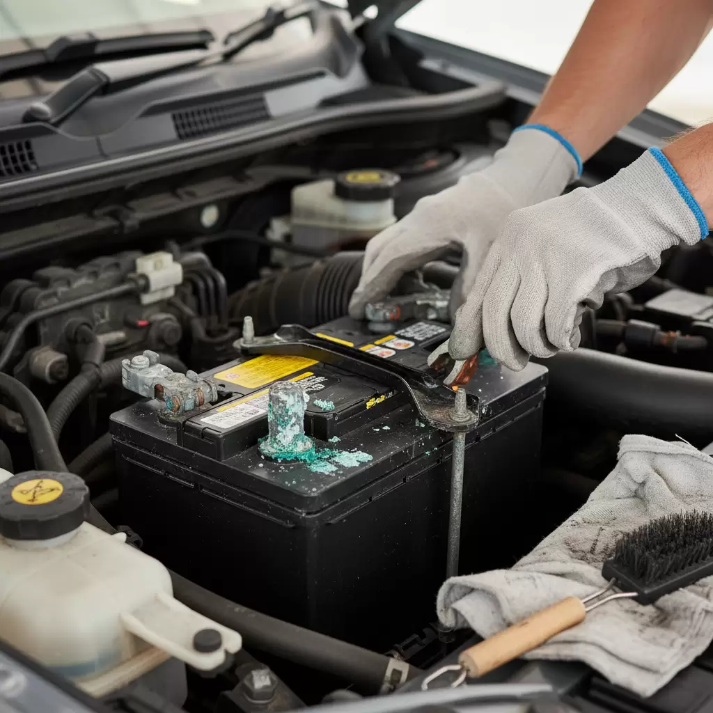 Các đầu cực ắc quy bị oxy hóa là nguyên nhân phổ biến ngăn cản dòng điện khởi động