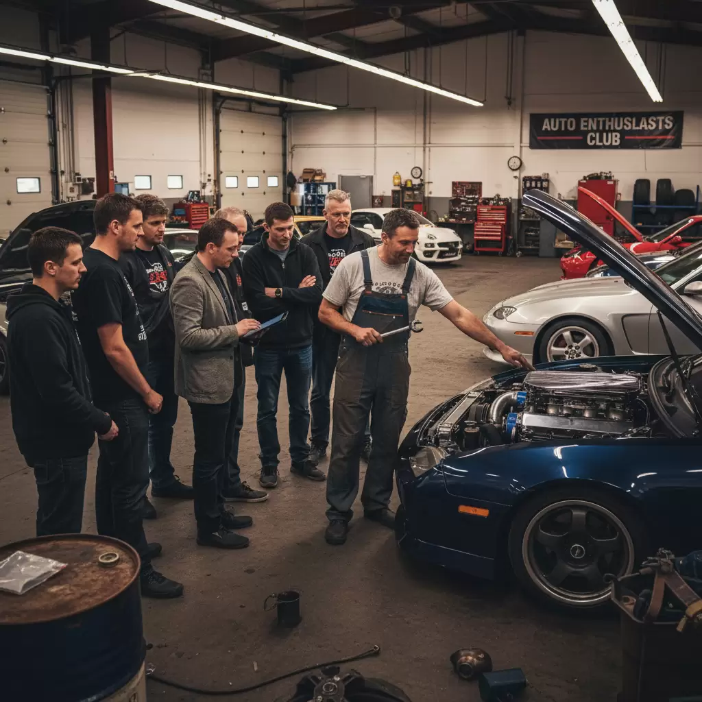 Các thành viên cùng nhau trao đổi và tìm hiểu về kỹ thuật động cơ xe